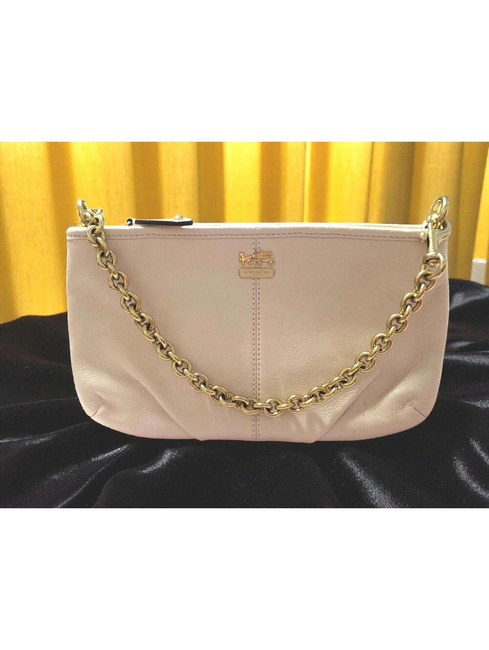 Coach Beige Madison Leather Mini Shoulder Bag – Gold Chain Strap - Y2K Read